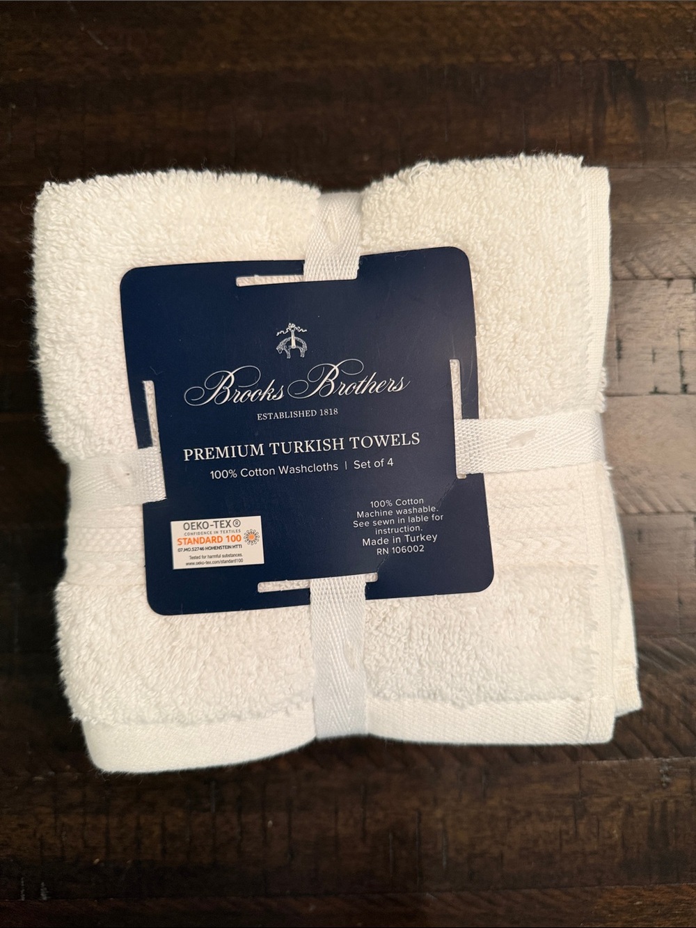 Brooks Brothers White Premium Turkish Washcloths - Set of 4